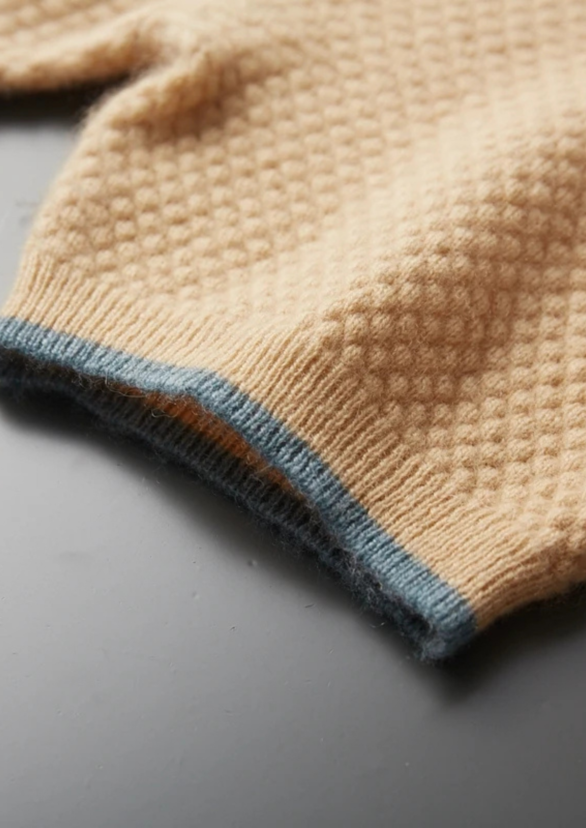 Premium Cashmere Mustard Two-Tone Polo | Roccella