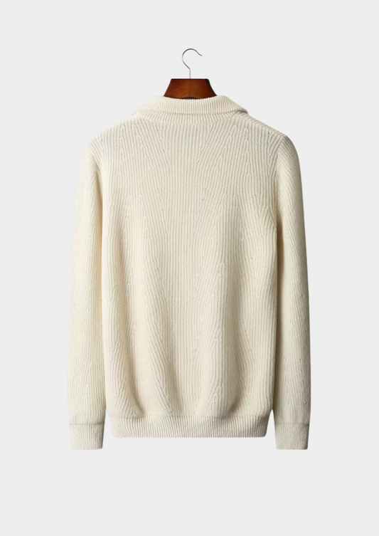 Pure Extra-Fine Merino Wool Ribbed Half-Zip | Roccella
