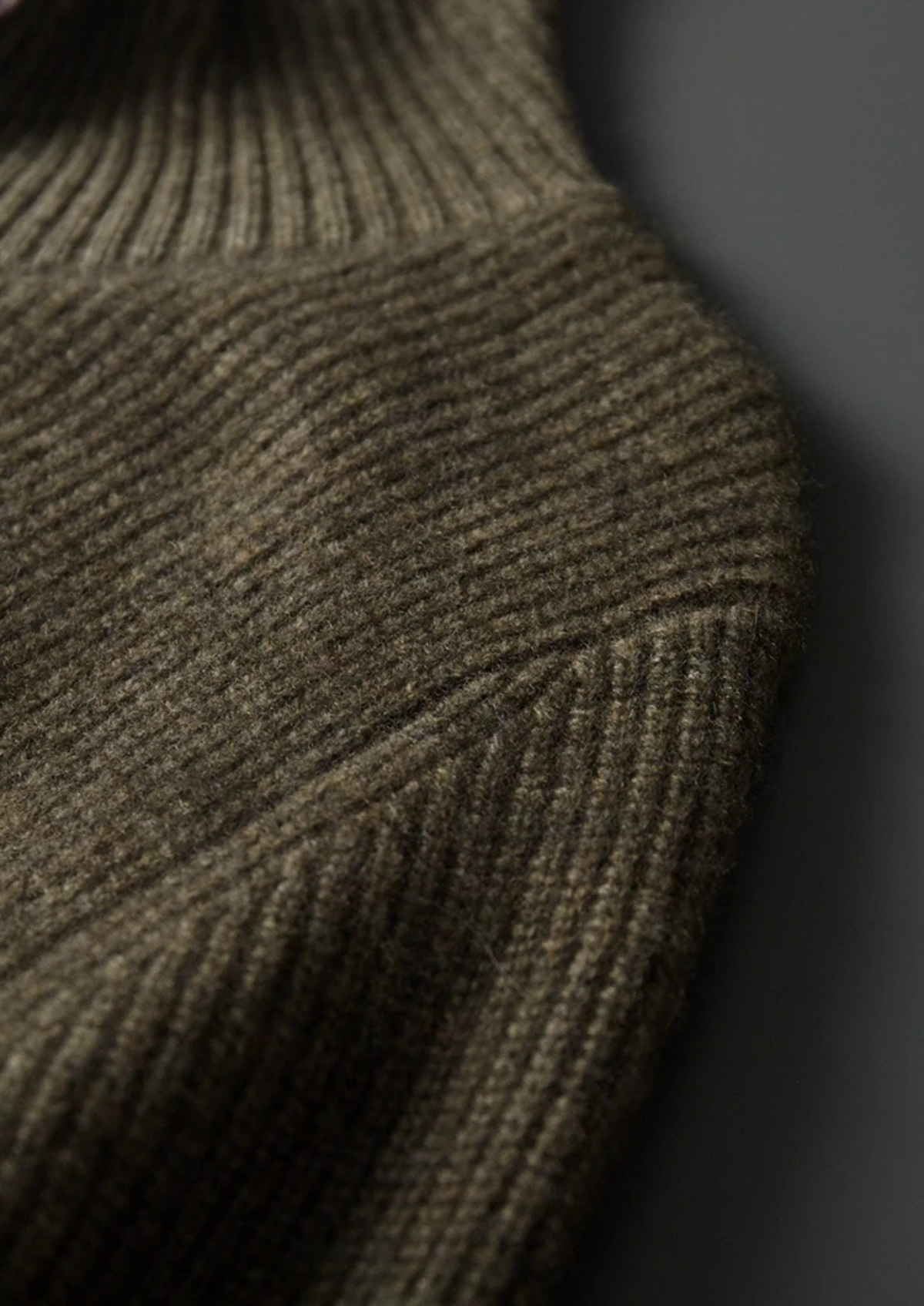 Premium Cashmere Ribbed High Collar Cardigan | Roccella