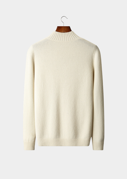 Pure Cashmere Ivory Patterned Mockneck | Roccella
