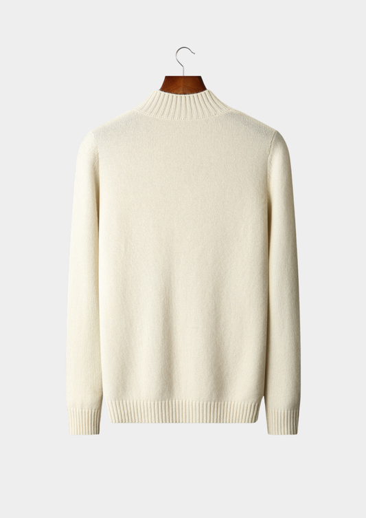 Pure Cashmere Ivory Patterned Mockneck | Roccella