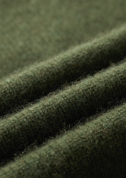 Pure Cashmere Olive Ribbed Half Zip | Roccella