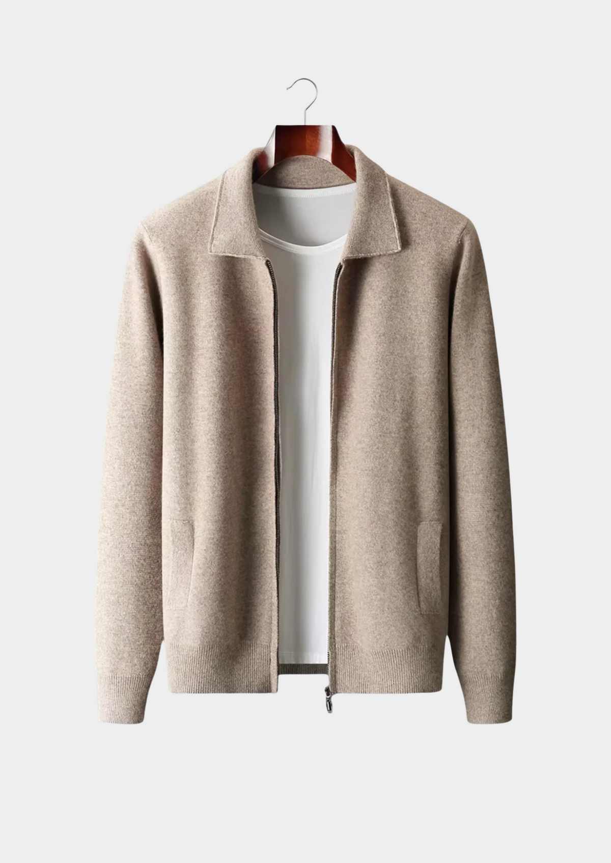 Pure Extra-Fine Merino Wool Zip Polo Cardigan | Roccella