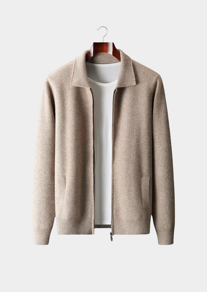 Pure Extra-Fine Merino Wool Zip Polo Cardigan | Roccella
