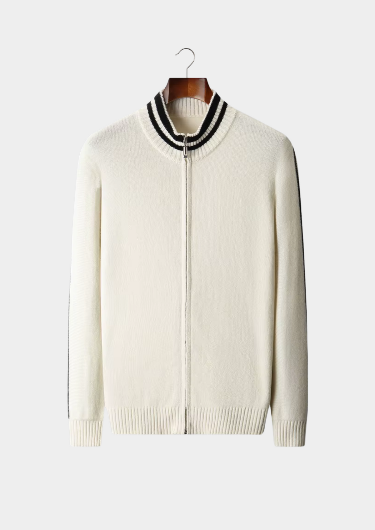 Pure Extra-Fine Merino Wool Two Tone Zip Cardigan | Roccella