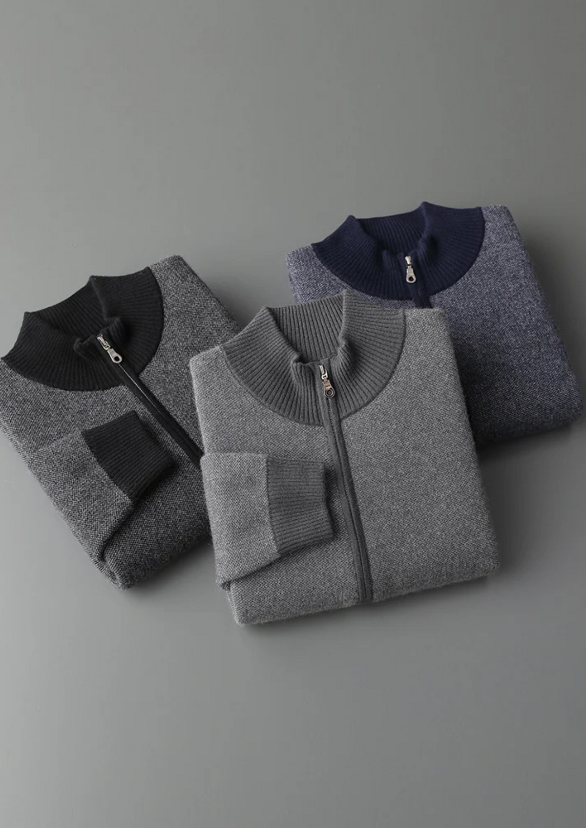 Premium Cashmere Jacquard Zip Cardigan | Roccella