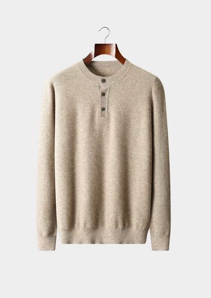 Premium Cashmere Classic Henley Sweater | Roccella