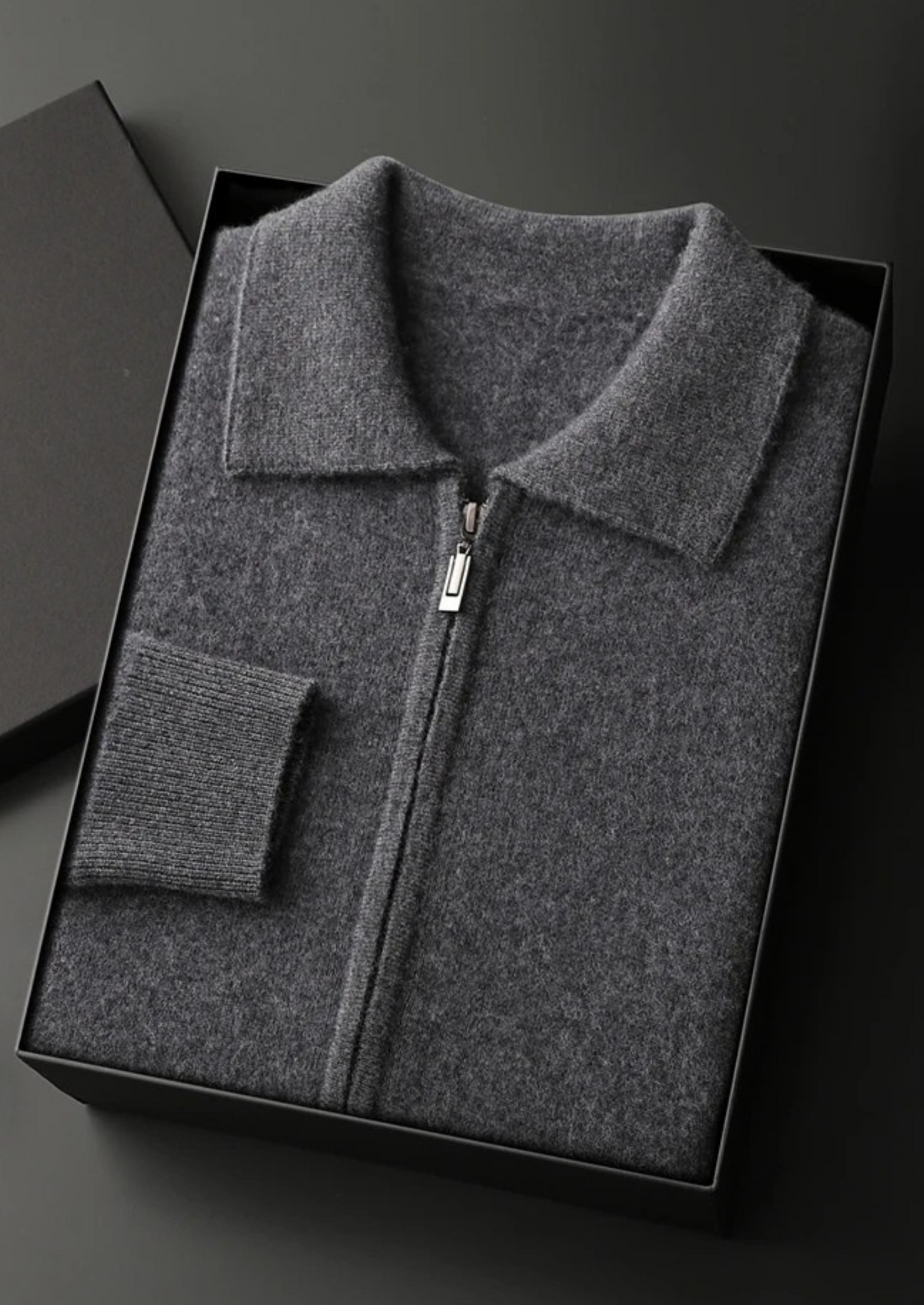 Premium Cashmere Zip Polo Cardigan | Roccella