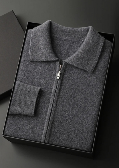 Premium Cashmere Zip Polo Cardigan | Roccella