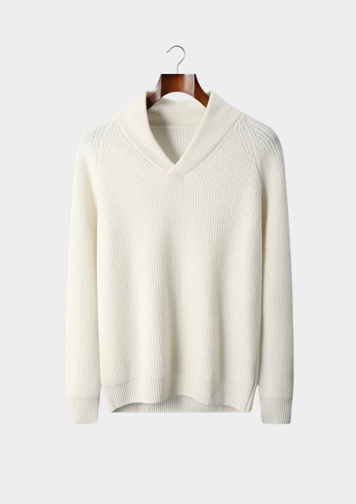 Premium Cashmere Ribbed V-Neck Sweater | Roccella