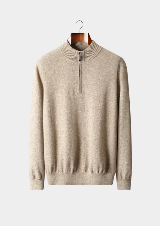 Pure Extra-Fine Merino Wool Half Zip Sweater | Roccella