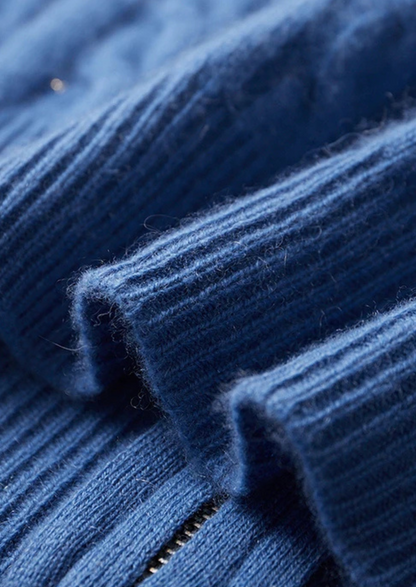 Premium Cashmere Cable Knit Zipper Hoodie | Roccella