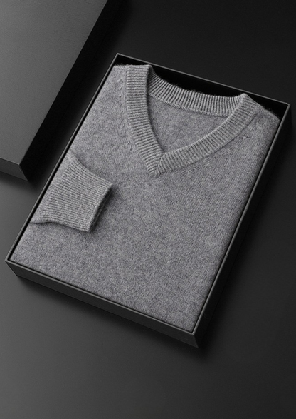 Pure Cashmere Essential V-Neck Sweater | Roccella