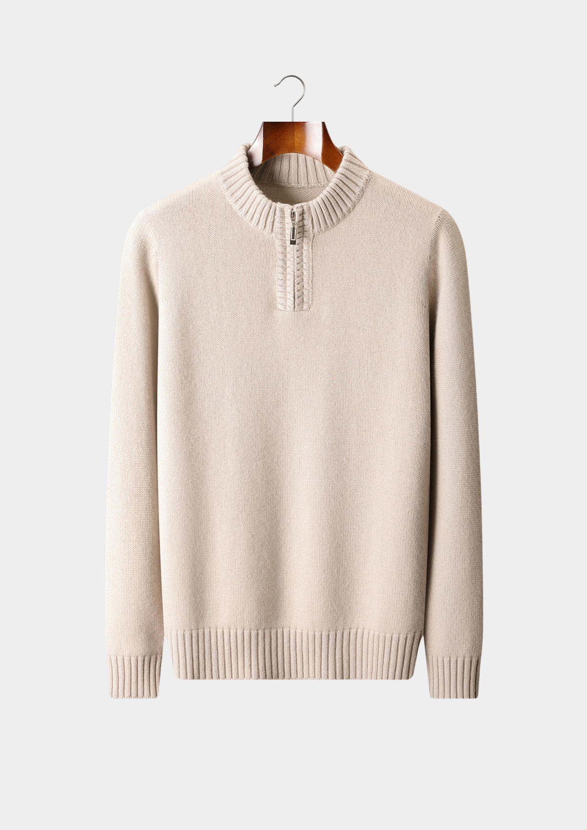 Pure Cashmere Off White Half Zip Sweater | Roccella