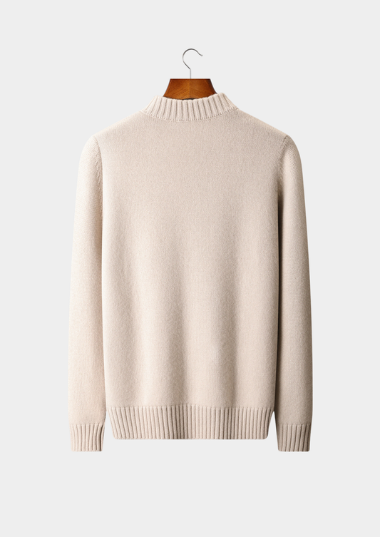 Pure Cashmere Off White Half Zip Sweater | Roccella