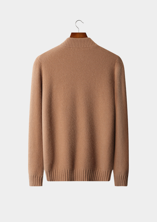Pure Cashmere Mustard Ribbed Zip Cardigan | Roccella