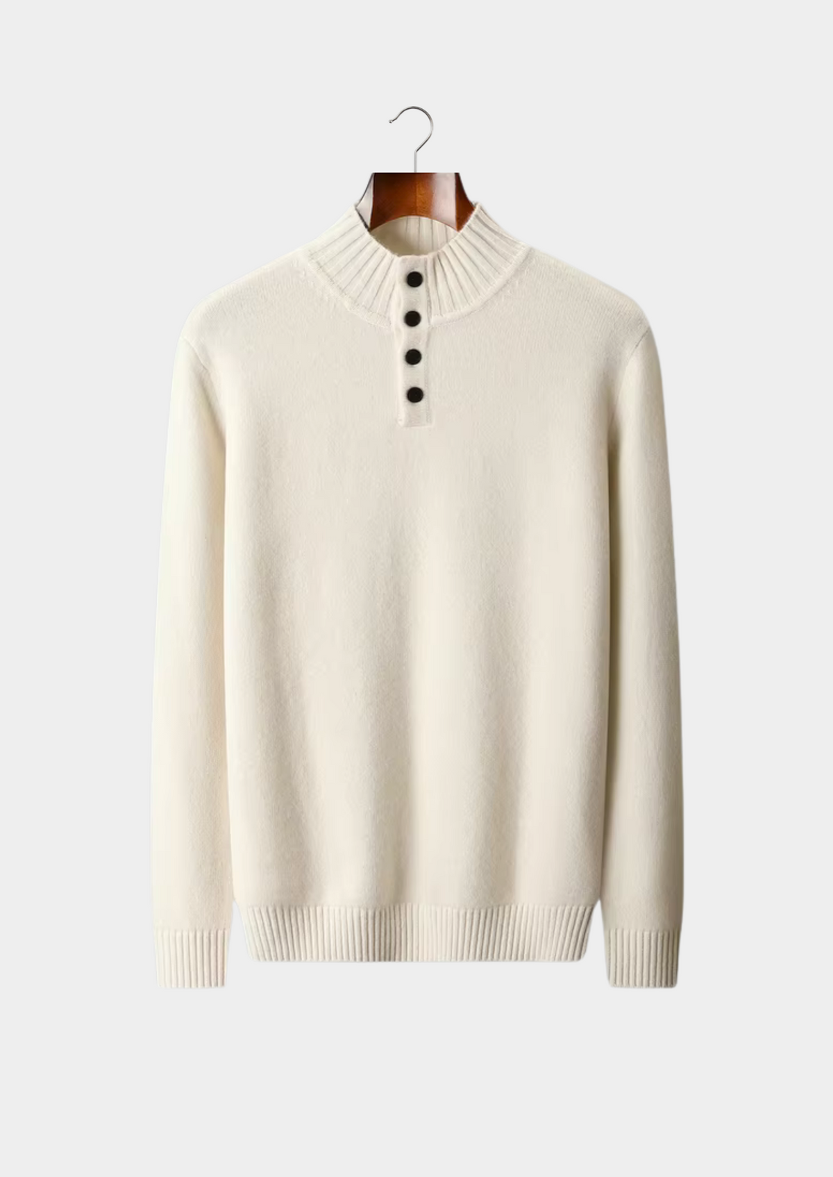 Pure Extra-Fine Merino Wool Classic Button Sweater | Roccella