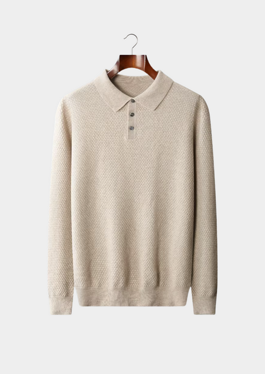 Premium Cashmere Textured Sweater Polo | Roccella
