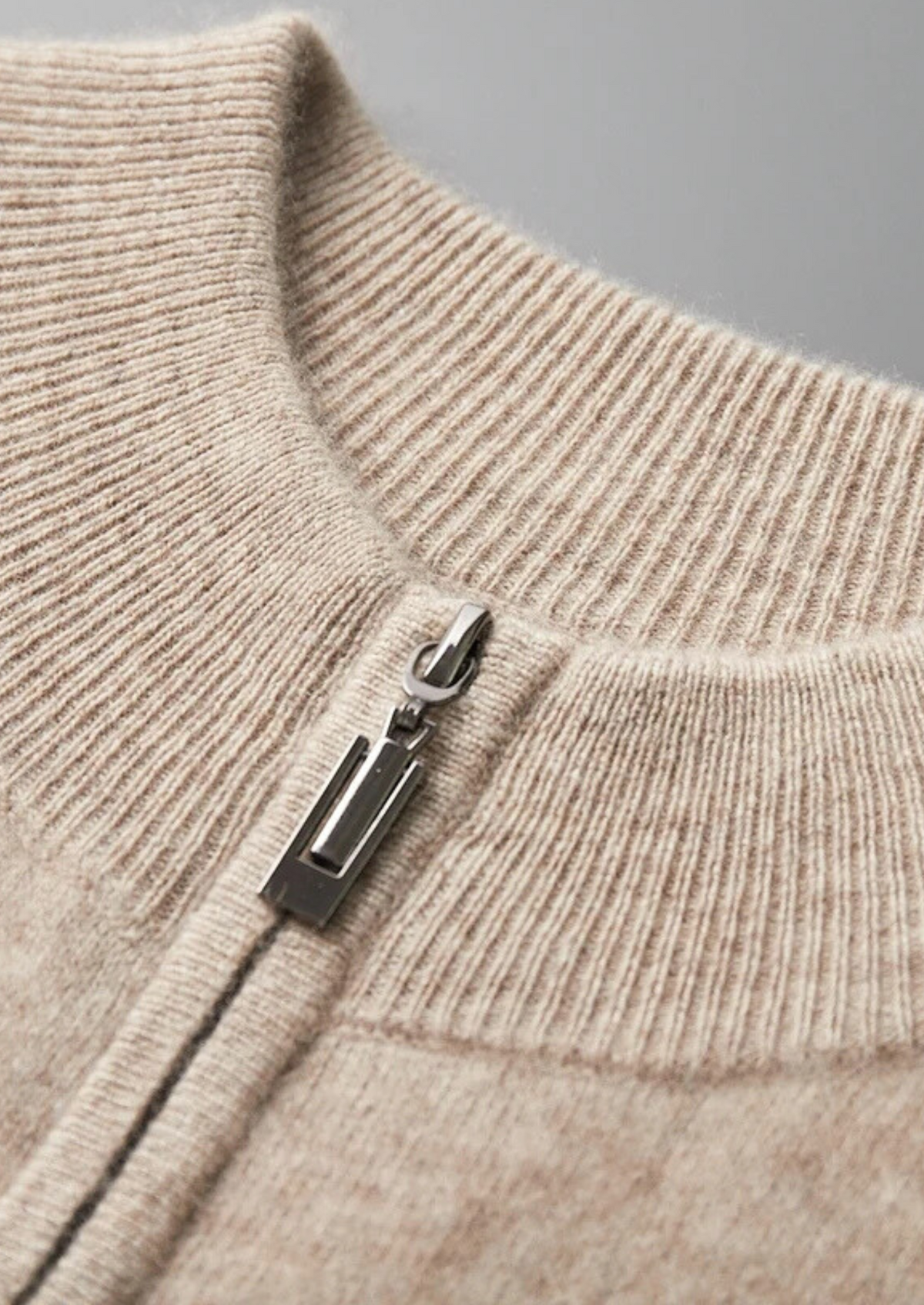Premium Cashmere Two Tone Zip Cardigan | Roccella