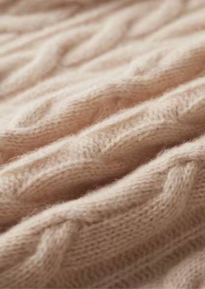 Pure Extra-Fine Merino Wool Cable Knit Crewneck | Roccella