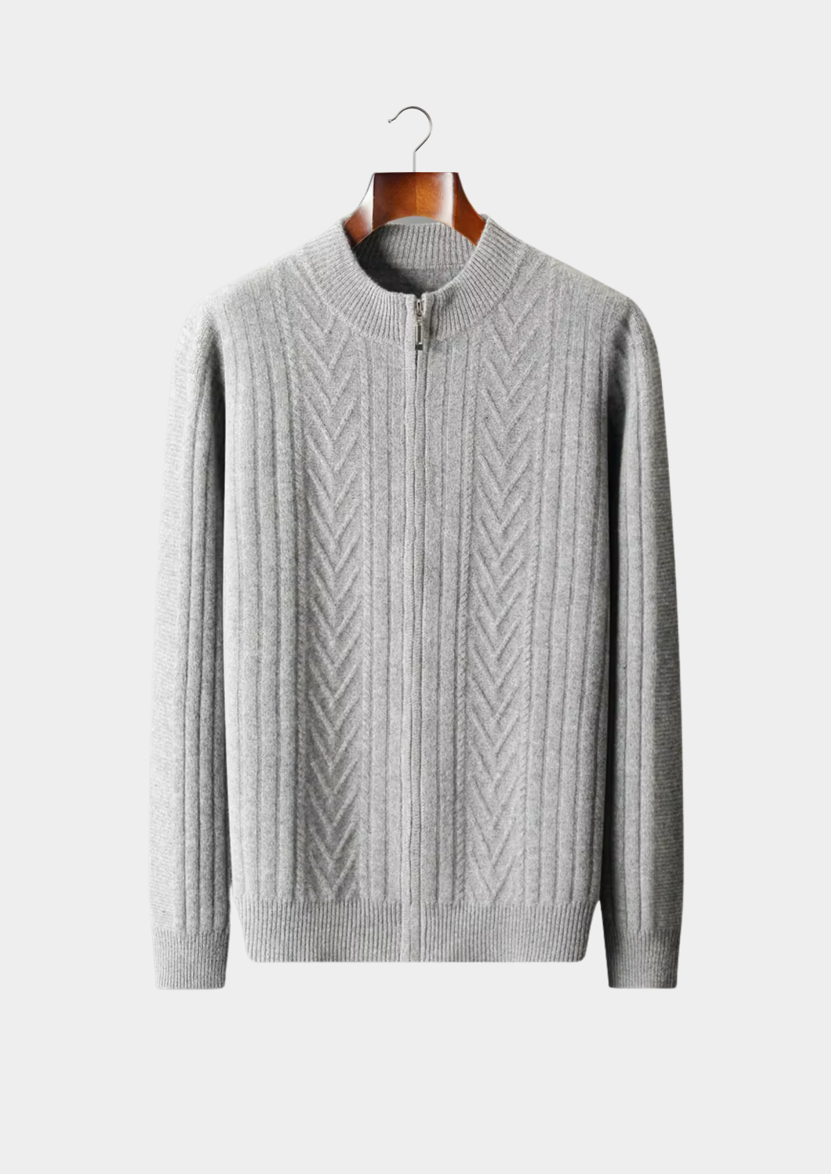 Pure Extra-Fine Merino Wool Patterned Zip Cardigan | Roccella