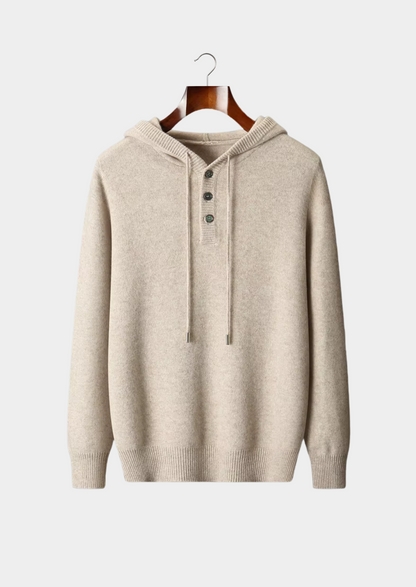 Pure Extra-Fine Merino Wool Button Hoodie | Roccella