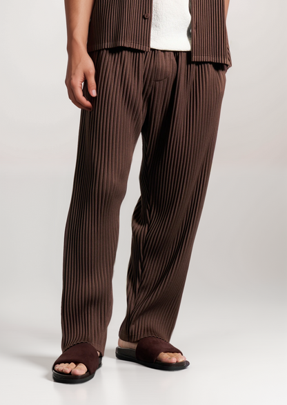 Coffee Pleated Summer Set | Roccella