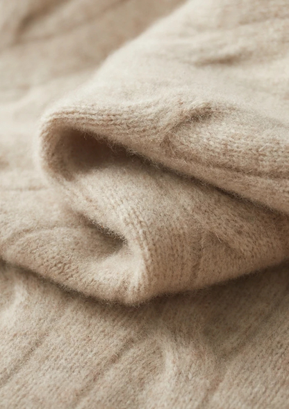 Pure Extra-Fine Merino Wool Cable Half Zip | Roccella