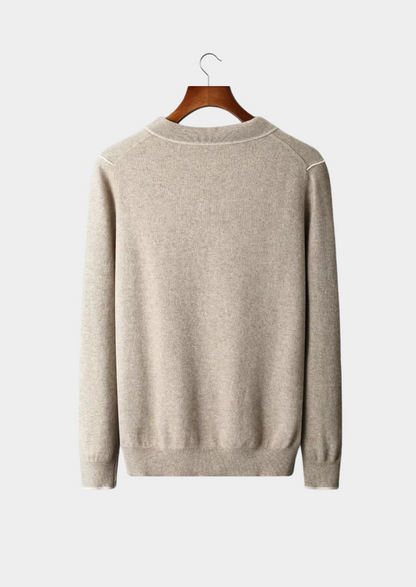 Premium Cashmere Two Tone Button Polo | Roccella