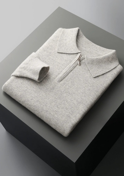 Pure Extra-Fine Merino Wool Half Zip Polo | Roccella
