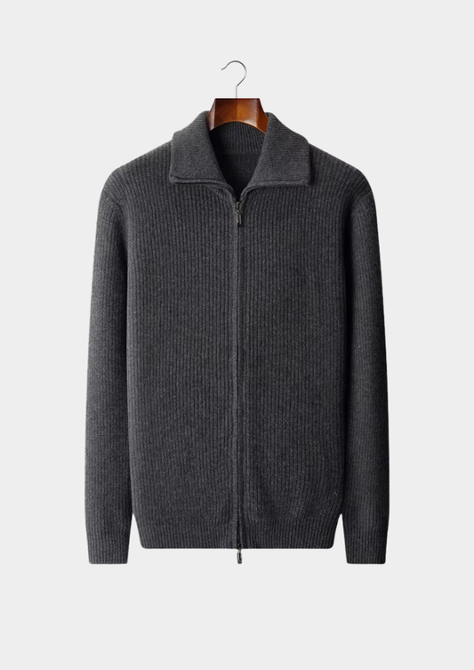 Pure Extra-Fine Merino Wool Funnel Neck Dual Zip Cardigan | Roccella