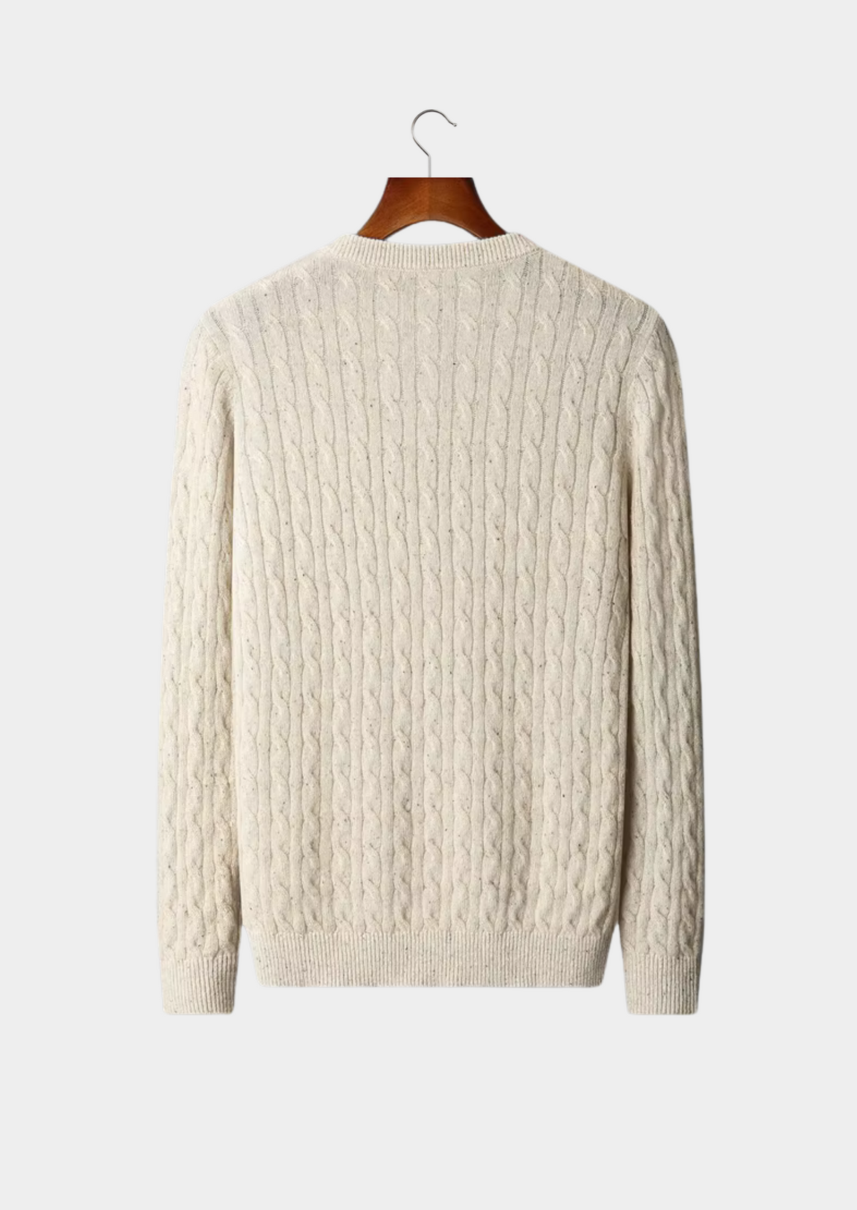 Pure Extra-Fine Merino Wool Nepped Cable Crewneck | Roccella
