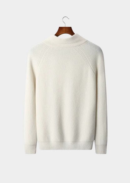Premium Cashmere Ribbed V-Neck Sweater | Roccella