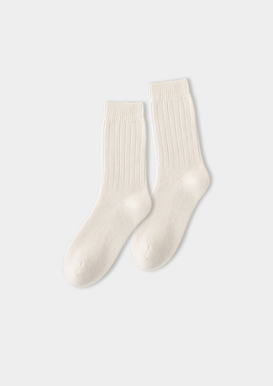Ivory Ultra-Soft Ribbed Merino Wool Socks | Roccella