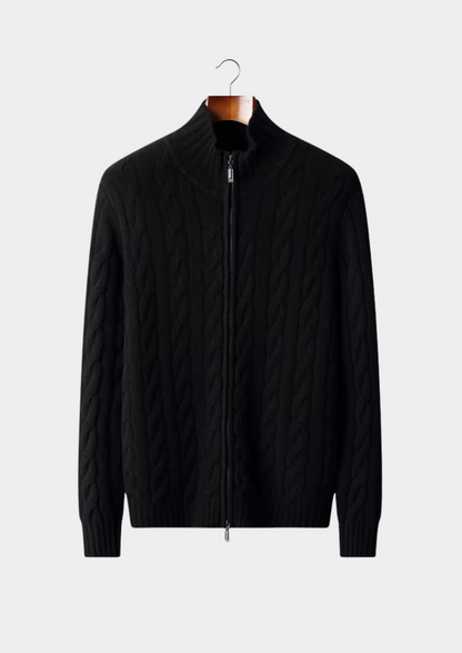 Pure Extra-Fine Merino Wool Dual-Zip Cable Cardigan | Roccella