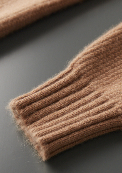 Pure Cashmere Mustard Ribbed Zip Cardigan | Roccella