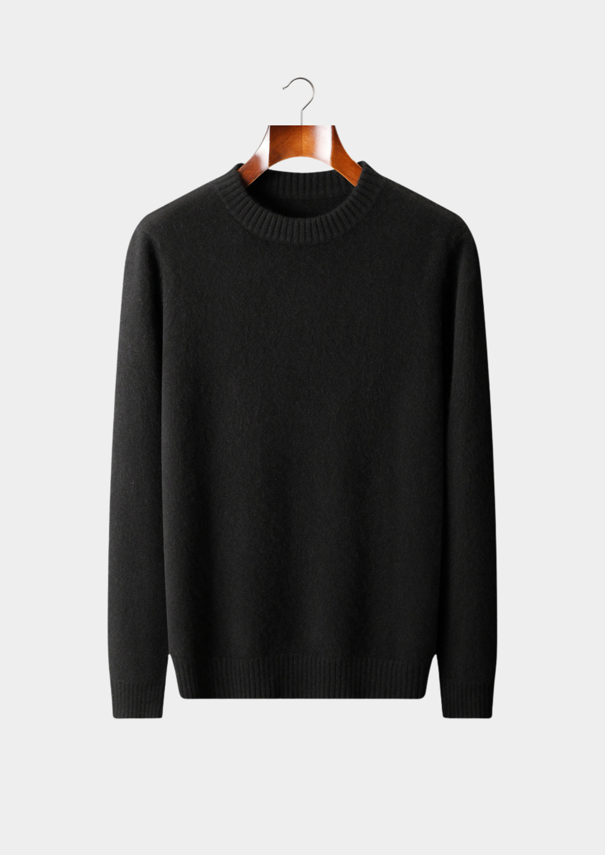 Pure Cashmere Black Essential Crewneck | Roccella