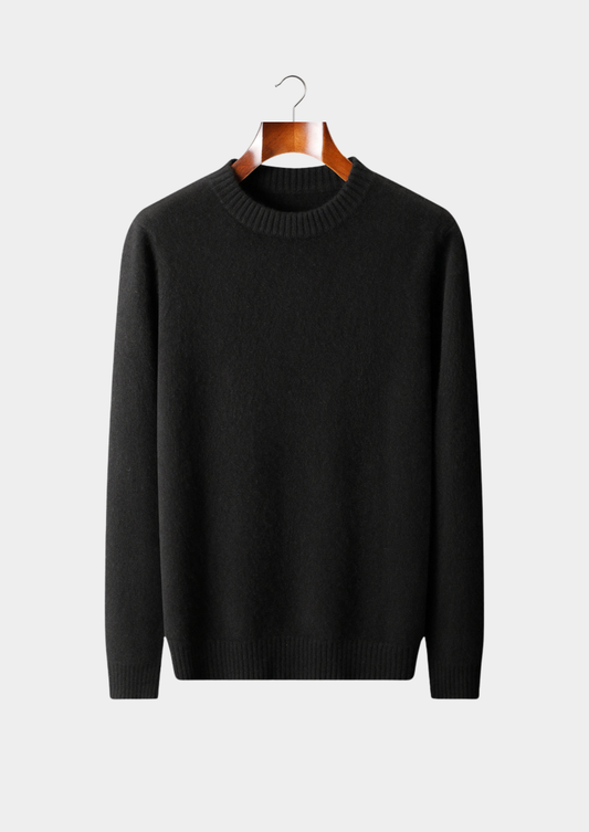 Pure Cashmere Black Essential Crewneck | Roccella