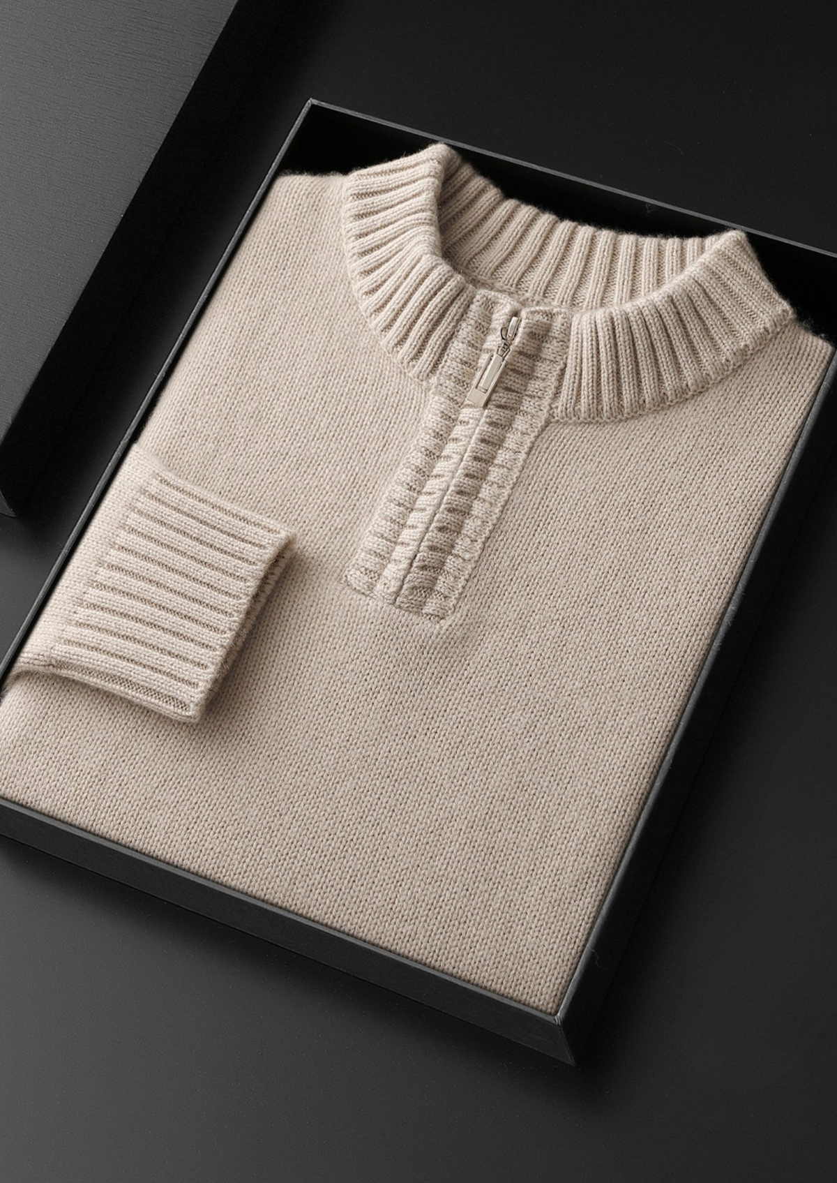 Pure Cashmere Off White Half Zip Sweater | Roccella