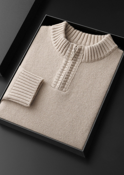 Pure Cashmere Off White Half Zip Sweater | Roccella