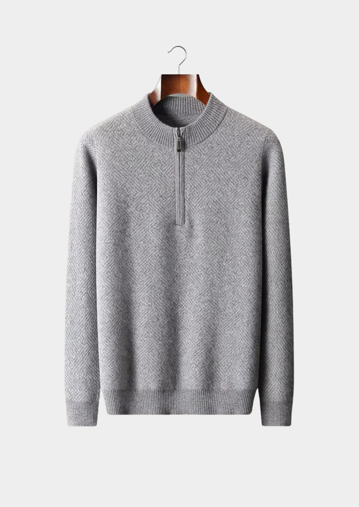 Premium Cashmere Patterned Half-Zip Sweater | Roccella