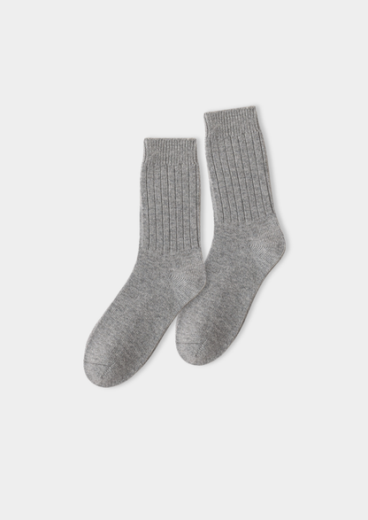 Light Gray Ultra-Soft Ribbed Merino Wool Socks | Roccella