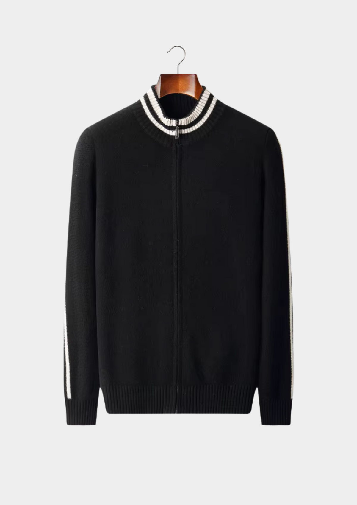 Pure Extra-Fine Merino Wool Two Tone Zip Cardigan | Roccella