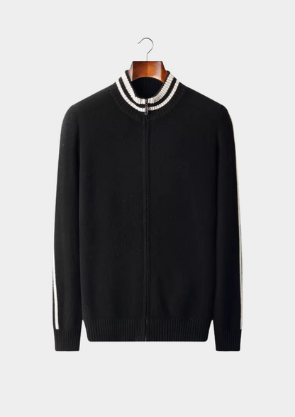 Pure Extra-Fine Merino Wool Two Tone Zip Cardigan | Roccella
