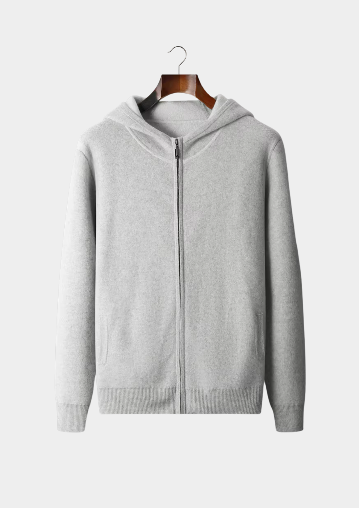 Premium Cashmere Two Tone Zipper Hoodie | Roccella