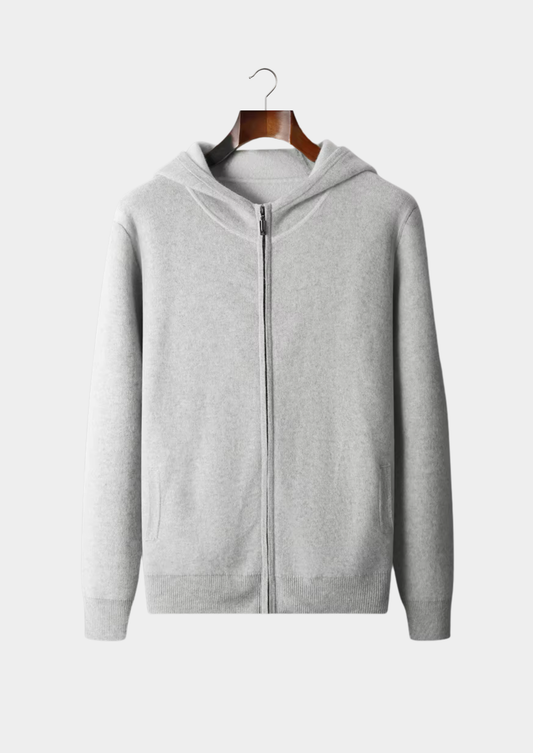 Premium Cashmere Two Tone Zipper Hoodie | Roccella