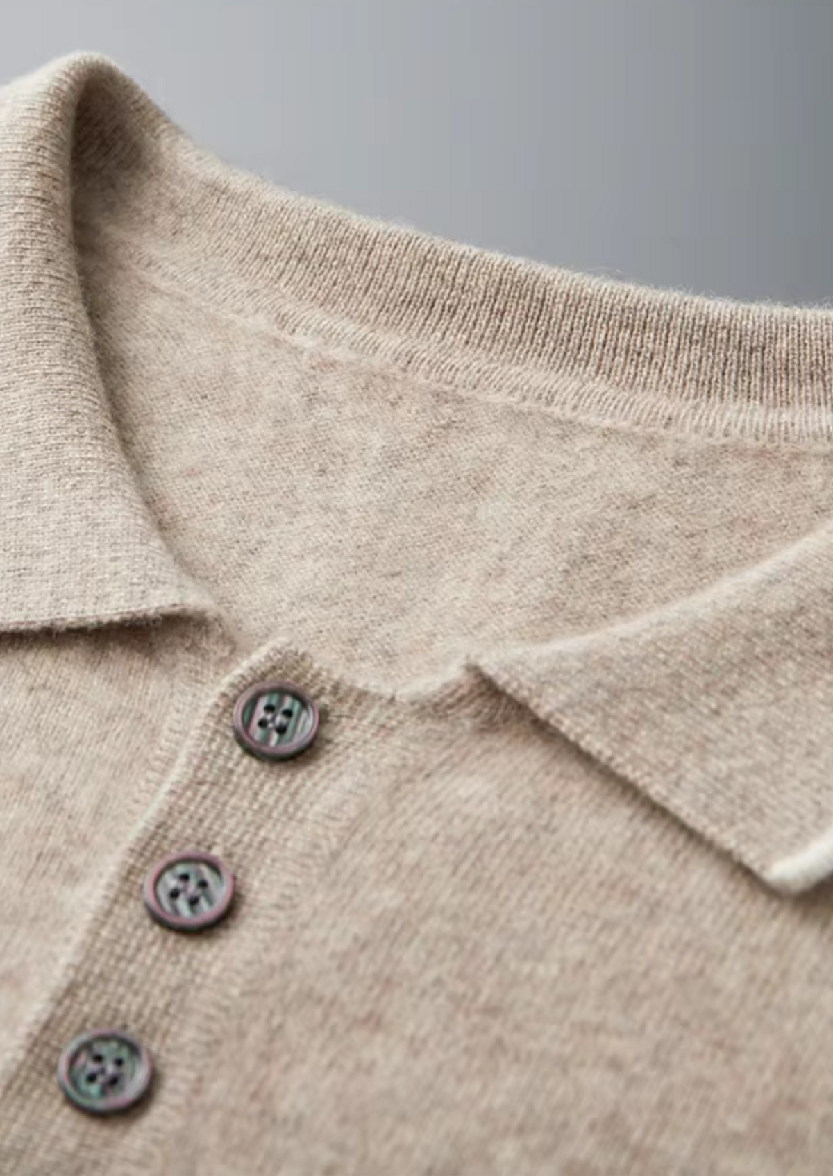 Premium Cashmere Two Tone Button Polo | Roccella