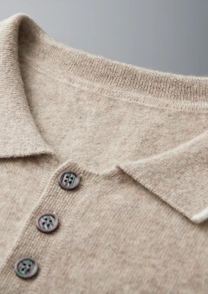 Premium Cashmere Two Tone Button Polo | Roccella