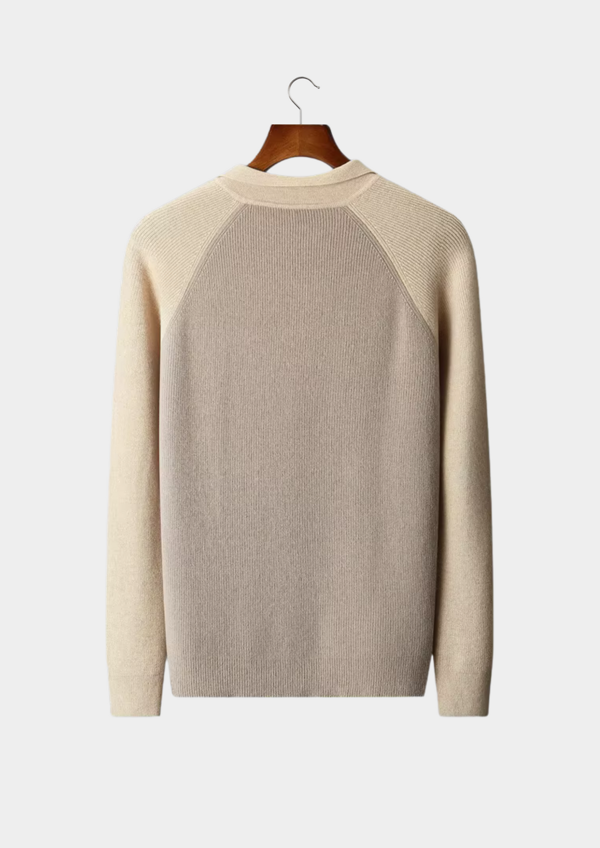 Pure Extra-Fine Merino Wool Two Tone Zipper Sweater Polo | Roccella