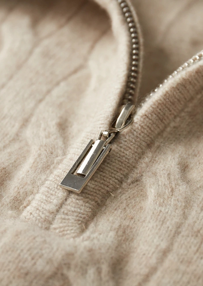 Pure Extra-Fine Merino Wool Cable Half Zip | Roccella